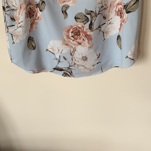 👗 Fleur Bleve Dress Blue Floral Sleeveless rouched mini Roomy Medium - Picture 4 of 10